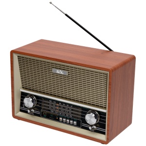Retro radio prijemnik RRT4B 2x4W, 3,5mm, USB, microSD, Bluetooth, baterija 1300mAh FO - Img 1