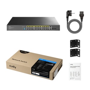 Svič 10/100/1000 24-port Cudy GS1026PS2/24 PoE+/2x Uplink/2x SFP/300W - Img 2