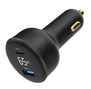 TA-UC-AC2PD65LCD-CAR-01 Gembird 2-port USB brzi punjac za auto, Type-C PD, LCD, 65W, black - Img 3