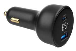 TA-UC-AC2PD65LCD-CAR-01 Gembird 2-port USB brzi punjac za auto, Type-C PD, LCD, 65W, black - Img 2