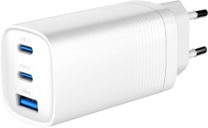 TA-UC-PDQC65-01-W Gembird 3-port 65W GaN USB PowerDelivery fast charger, white - Img 2