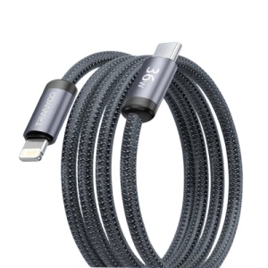 TRANYOO kabl T-P22 crni ojačan metalni Type C na Lightning 36W 1 m
