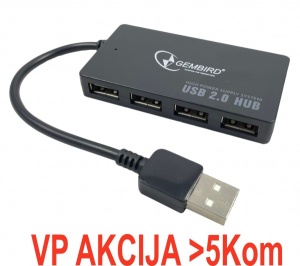 UHB-U2P4-02 ** Gembird USB2.0 4-port HUB, black (279) - Img 2