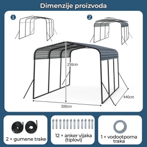 Venturo Titan 440x300cm Metalna Garaža Nadstrešnica za Auto