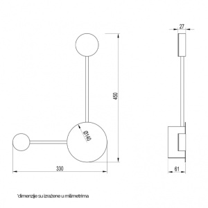 VESTA 472 ZIDNA LAMPA 8W 3000K BRUSENO ZLATO - Img 2