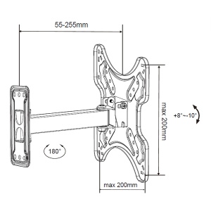 Xstand TILT/ARM SHORT 13/42 Nosač za TV/Nagib+8-10/Rotac. +-90/VESA 200x200/30kg/5.5-25.5cm od zida - Img 2