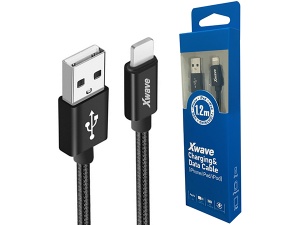 Xwave Kabl USB IPHONE 1.2M 3A,aluminium,black mesh - Img 1