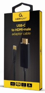 A-CM-HDMIM-01 Gembird USB-C male to HDMI-male adapter, 4K 30Hz, 2 m, black - Img 2