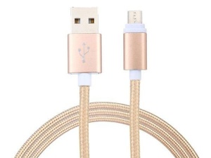 Alpha Star Kabl USB2.0 na Micro USB 2M,upleten,zlatni