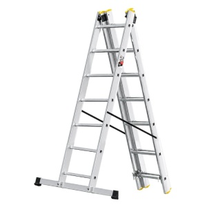Aluminijumske trodelne merdevine 3x7 gazišta 150 kg