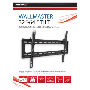 Amiko Nosač zidni za TV prijemnik 32" - 64", 55 kg, 2D - Wallmaster 32-64 Tilt - Img 2
