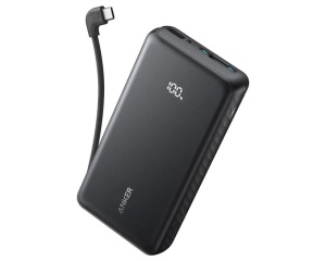 ANKER Zolo 10000mAh, 22.5W, sa ugrađenim USB-C kablom, Power Bank crni