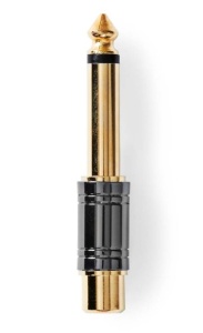 CABW23935BKG Mono audio adapter 6,35mm muski na RCA zenski, pozlaceni, metal