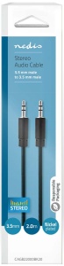 CAGB22000BK20 Stereo audio kabl, 3,5 mm muški, Niklovani, 2,00 m, Crni - Img 2