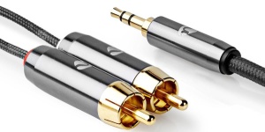 CATB22200GY20 Stereo audio kabl, 3,5 mm muški, 2x RCA muški, Pozlaceni, 2,00 m, Okrugli, Sivi - Img 3
