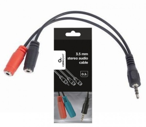 CCA-417 Gembird 2x 3.5 mm(slusalice i mikrofon) adapter na 1x 3.5mm(4 pin) cable, 0.2 m crni - Img 2