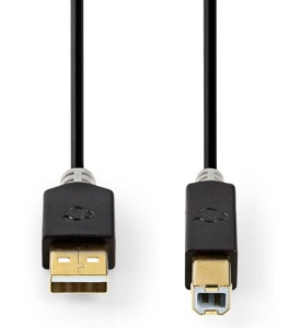 CCBW60100AT20 USB kabl 2.0 USB-A muški na USB-B muški, za stampac 480 Mbps, Pozlaceni, 2m, Okrugli - Img 3