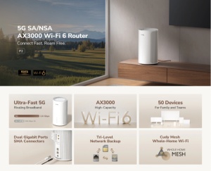Cudy P2, 5G SA/NSA AX3000 Wi-Fi 6 Router, 2.6 Gbps DL, 2402 Mbps+ 574 Mbps - Img 3