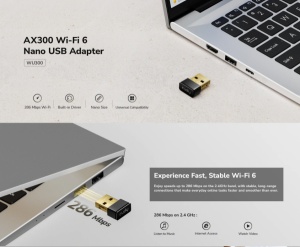 Cudy WU300, AX300 Wi-Fi 6 Nano USB adapter, 2.4 GHz, 286 Mbps - Img 2