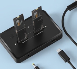 DD2-U3M2 Gembird Desktop doking stanica sa dva USB Type-C M.2 NVME (i SATA) SSD ureðaja, crna - Img 3