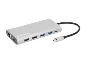 Docking station Manhattan 130660 12in1 USB-C - 3xHDMI/4xUSB/LAN/CR/PD 100W - Img 1
