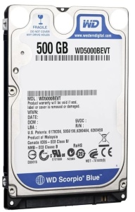 HDD 2.5 * 500GB WD5000BEVT BLUE scorpio 5400rpm 8mb SATA 9.5mm