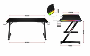 Huzaro Hero 2.5 Crni RGB Gaming sto - Img 3