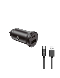 KSIX BXCRC20W SET AUTO PUNJAČ 20W USB-A+USB-C + KABL USB NA TIP C, Dužina 1M