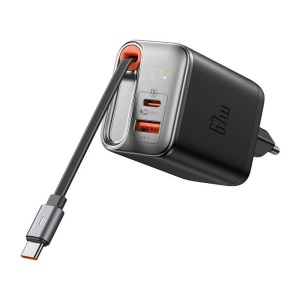 MCDODO CH-4100 ZIDNI PUNJAČ 67W 1C+1A GaN SA UGRAĐENIM KABLOM USB-C NA Izvlačenje 65cm - Img 3