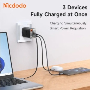 MCDODO CH-4103 ZIDNI PUNJAČ 67W 1C+1A GaN SA UGRADJENIM KABLOM USB-C NA IZVLAČENJE 65cm, Beli - Img 4