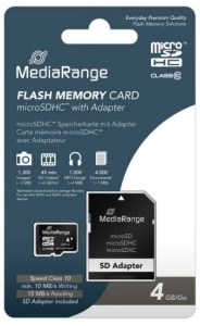 MEDIARANGE 4GB MICRO SDHC+ADAPTER/C10