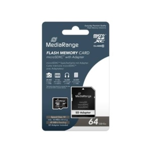 MediaRange Germany 64GB microSDHC, 45 mb/s, class 10 + adapter