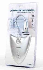 MIC-DU-01 Gembird Desktop mikrofon sa integrisanom zvucnom karticom, savitljivo telo, silver, 3.5mm - Img 1