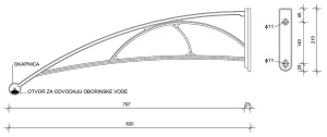 Nadstrešnica Za Vrata 82x120cm Bela Baza Ploča Bronza 6mm - Img 3