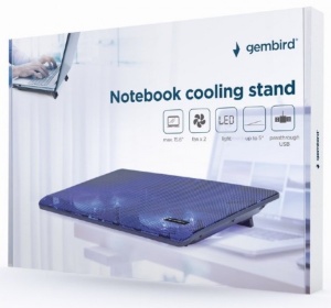 NBS-2F15-05 Gembird hladnjak za laptop, 15.6 2x125mm Fan, USB, 340x250mm, Ergo Stand - Img 1