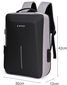 NCC-15-KLB022 Gembird Ranac za laptop 15,6inc 42x30x12cm, USB konektor, brava za zakljucavanje, 800g