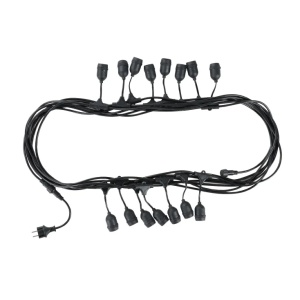 Niz 15 grla E27 sa kablom, 15 m, IP44, crna
