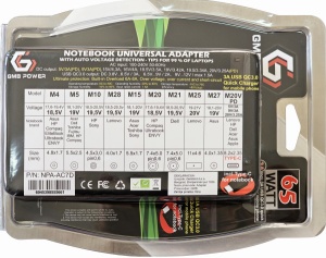 NPA-AC7D **Gembird univerzalni laptop punjac AC 65W sa Tip-C + QC3.0 mob. brzi punjac 3A, auto(1393)