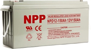 NPP NPG12V-150Ah, GEL BATTERY, C20=150AH, T16, 485*172*240*240, 38,5KG, Light grey - Img 2
