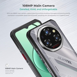 Oukitel WP62 silver Rugged Smartphone 5G/8GB+256GB/11000mAh/108MP+8MP+2MP/32MP/NFC/Android15 - Img 2