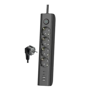 Produžni kabl sa prekidačem Elco 4 utičnice/2 USB-A/2 USB-C 2m Crni 3680W