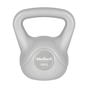 REBEL ACTIVE Girja (kettlebell) sa gumenom oblogom, 10 kg, siva boja, model RBA-2322G-10 - Img 6