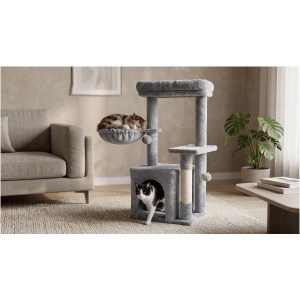 REBEL ANIMALS Grebalica za mačke sa platformom i igračkama siva 80cm RA-1003 - Img 4