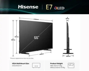 SMART QLED TV 55 Hisense 55E7Q 3840x2160/UHD/4K/DVB-T2/S2/C - Img 2