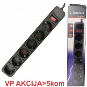 SPG6-B-6 (3G1.5) ** Gembird produzni kabl sa zastitom 6 uticnica(3x1.5mm, 16A,3500W)1.8m black (439) - Img 3