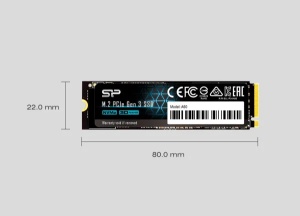 SSD M.2 NVMe Silicon Power A60 Gen 3 256GB, 2100MB/s/1200MB/s SP256GBP34A60M28 - Img 2