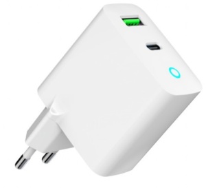 TA-UC-PDQC20L-W-01 Gembird punjac 20W, 2-port (USB-A+USB-C) LED, white - Img 3