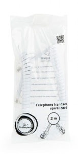 TC4P4CS-2M-W Gembird Telefonski kabl spiralni za slusalicu, RJ10 (4P4C), 2m White