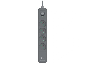 TRACER Produzni kabl 1.5m 4 uticnice sa USB I Type-C konektorom PD 20W sa prenaponskom zastitom i prekidacem grafit TRALIS47026