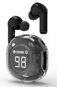 TWST-01-BK Gembird bluetooth V5.4 slusalice, TWS, LCD, Transparent, black - Img 2